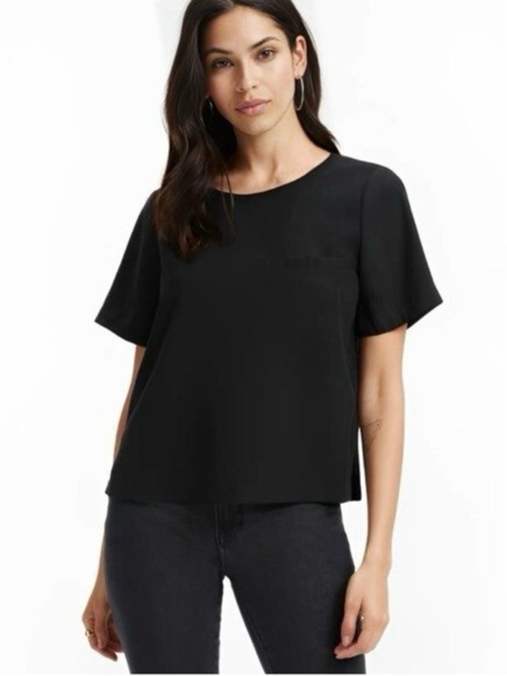 Good American Black Short Sleeve Cropped Tee XL